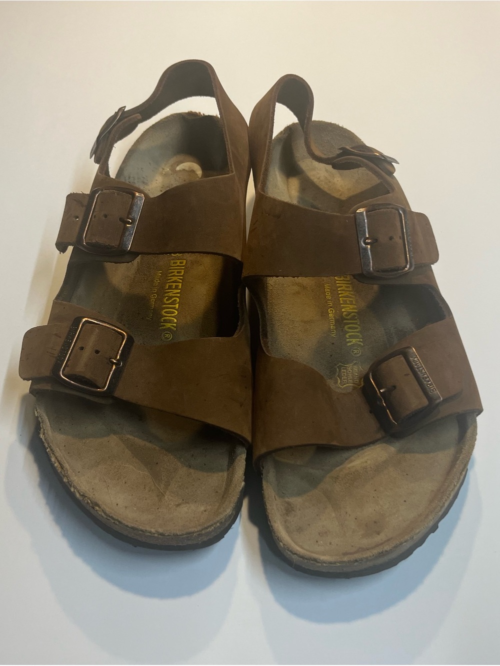 Birkenstock Mens Brown Suede Adjustable Buckle Sandals